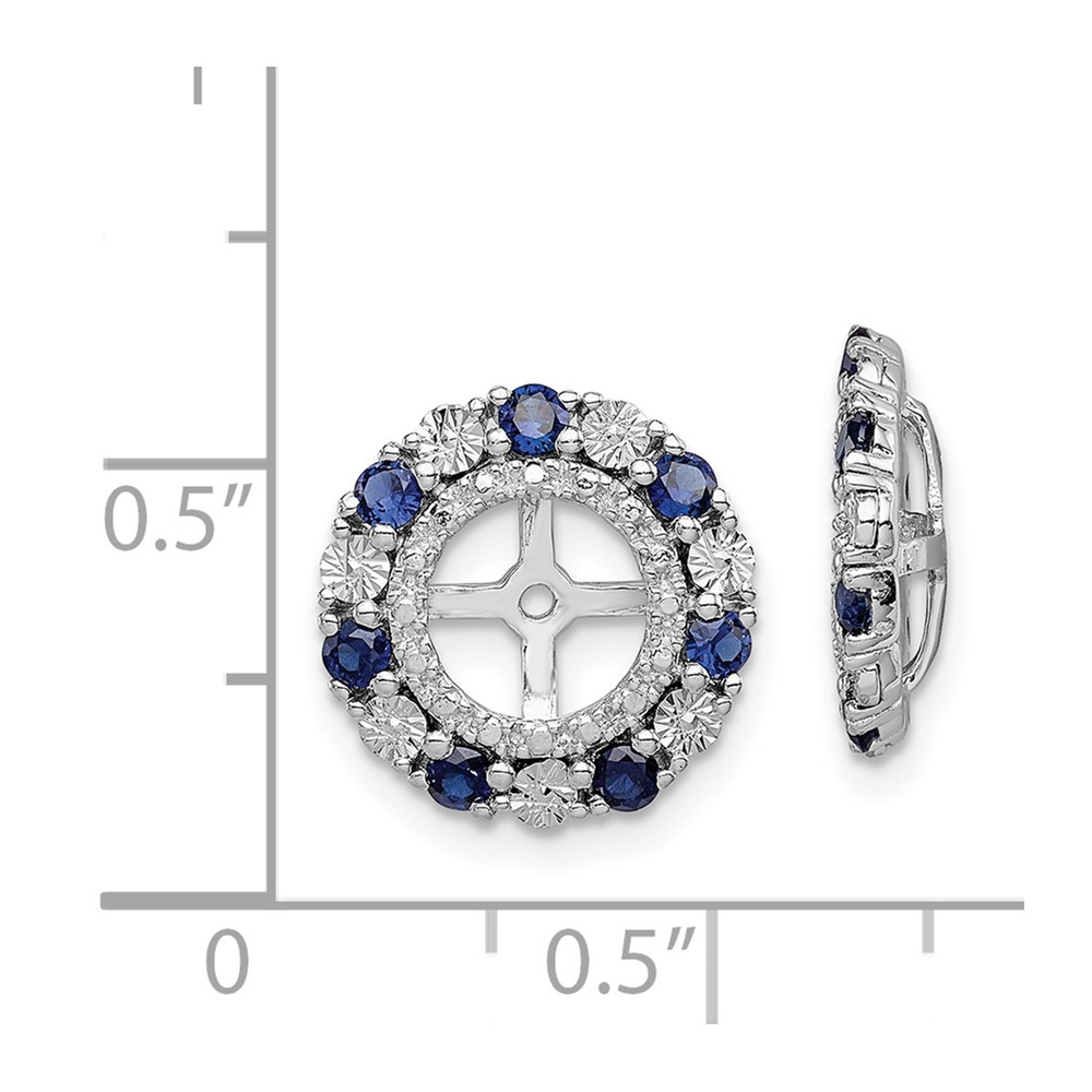 Sterling Silver Rhodium Created Sapphire Earring Jacket (QJ129SEP)