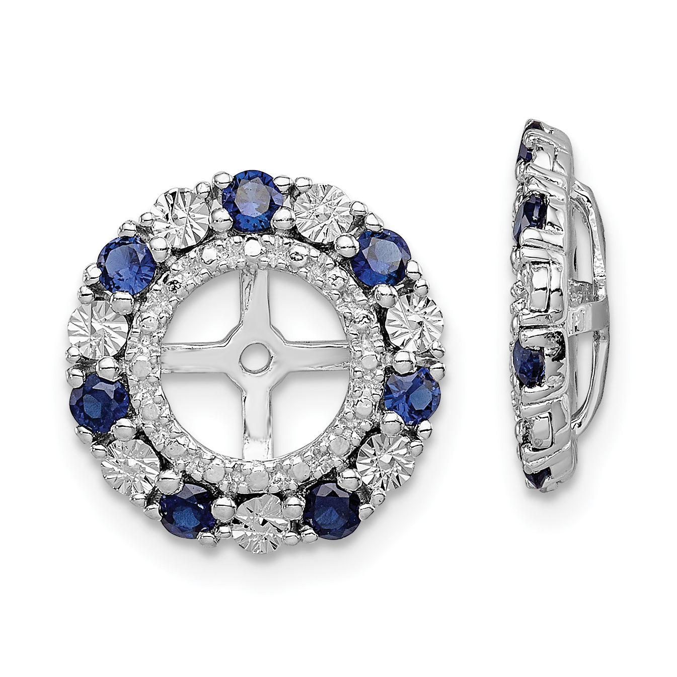 Sterling Silver Rhodium Created Sapphire Earring Jacket (QJ129SEP)