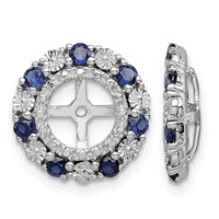 Sterling Silver Rhodium Created Sapphire Earring Jacket view 1