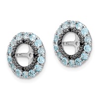 Sterling Silver Rhodium Swiss Blue Topaz & Black Sapphire Earring Jacket view 2