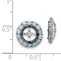 Sterling Silver Rhodium Swiss Blue Topaz & Black Sapphire Earring Jacket view 3
