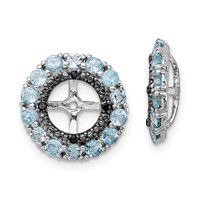 Sterling Silver Rhodium Swiss Blue Topaz & Black Sapphire Earring Jacket view 1