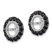 Sterling Silver Rhodium Diam. & Black Sapphire Earring Jacket view 2