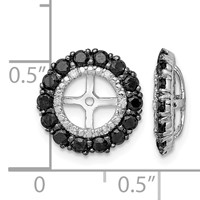 Sterling Silver Rhodium Diam. & Black Sapphire Earring Jacket view 4