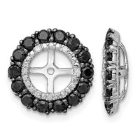 Sterling Silver Rhodium Diam. & Black Sapphire Earring Jacket view 1