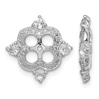 Sterling Silver Rhodium Diam. & White Topaz Earring Jacket view 1
