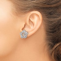 Sterling Silver Rhodium Diam. & White Topaz Earring Jacket view 3