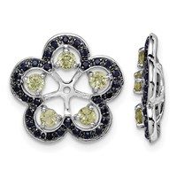 Sterling Silver Rhodium Peridot & Black Sapphire Earring Jacket view 1