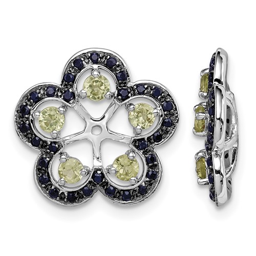 Sterling Silver Rhodium Peridot & Black Sapphire Earring Jacket
