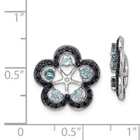 Sterling Silver Rhodium Swiss Blue Topaz & Black Sapphire Earring Jacket view 2