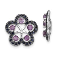 Sterling Silver Rhodium Amethyst & Black Sapphire Earring Jacket view 1