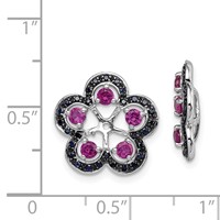 Sterling Silver Rhodium Created Ruby & Black Sapphire Earring Jacket view 2