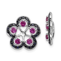 Sterling Silver Rhodium Created Ruby & Black Sapphire Earring Jacket view 1