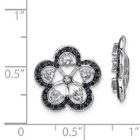 Sterling Silver Rhodium Aquamarine & Black Sapphire Earring Jacket view 2