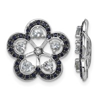 Sterling Silver Rhodium Aquamarine & Black Sapphire Earring Jacket view 1