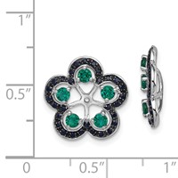 Sterling Silver Rhodium Created Emerald & Black Sapphire Earring Jacket view 2