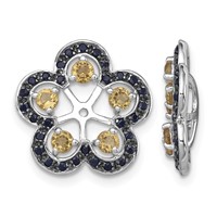 Sterling Silver Rhodium Citrine & Black Sapphire Earring Jacket view 1