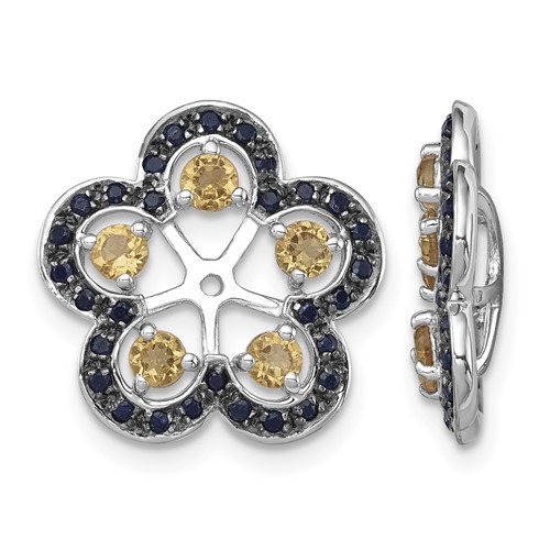 Sterling Silver Rhodium Citrine & Black Sapphire Earring Jacket