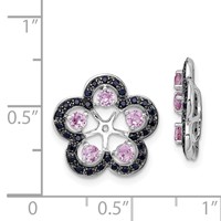 Sterling Silver Rhodium Crted Pink Sapphire & Black Sapphire Earring Jacket view 2