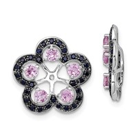 Sterling Silver Rhodium Crted Pink Sapphire & Black Sapphire Earring Jacket view 1