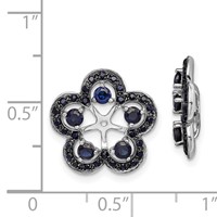 Sterling Silver Rhodium Created Sapphire & Black Sapphire Earring Jacket view 2