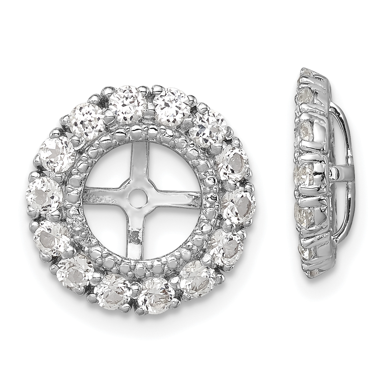 Sterling Silver Rhodium Diam. & White Topaz Earring Jacket (QJ146APR)