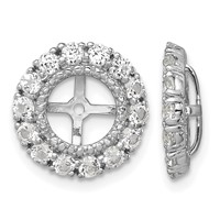 Sterling Silver Rhodium Diam. & White Topaz Earring Jacket view 1
