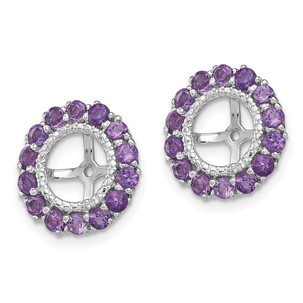 Sterling Silver Rhodium Diam. & Amethyst Earring Jacket (QJ146FEB)