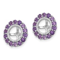 Sterling Silver Rhodium Diam. & Amethyst Earring Jacket view 2