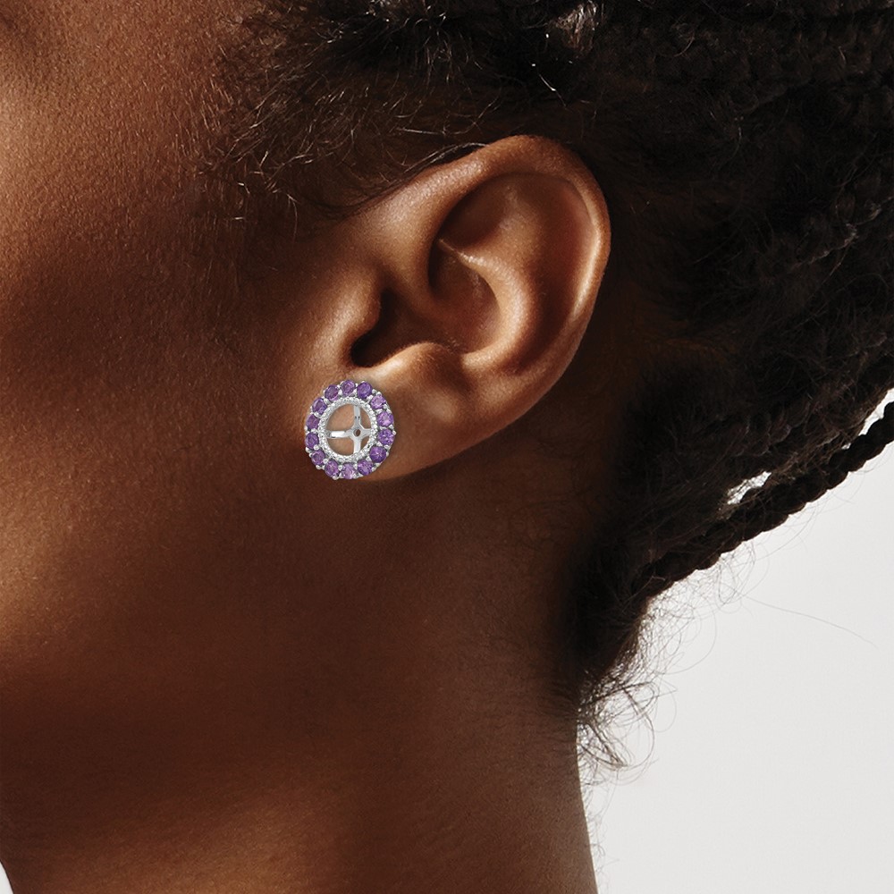 Sterling Silver Rhodium Diam. & Amethyst Earring Jacket (QJ146FEB)