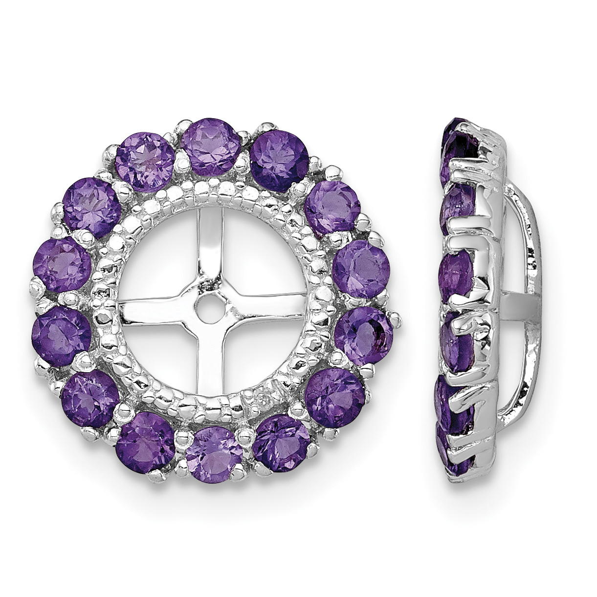 Sterling Silver Rhodium Diam. & Amethyst Earring Jacket (QJ146FEB)