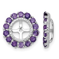 Sterling Silver Rhodium Diam. & Amethyst Earring Jacket view 1