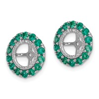 Sterling Silver Rhodium Diam. & Created Emerald Earring Jacket view 2