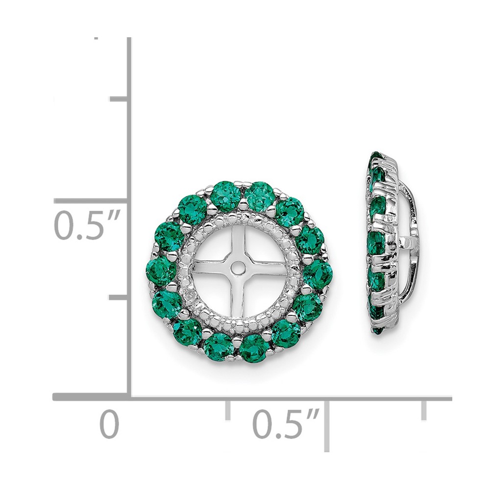Sterling Silver Rhodium Diam. & Created Emerald Earring Jacket (QJ146MAY)
