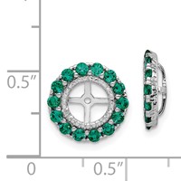 Sterling Silver Rhodium Diam. & Created Emerald Earring Jacket view 4
