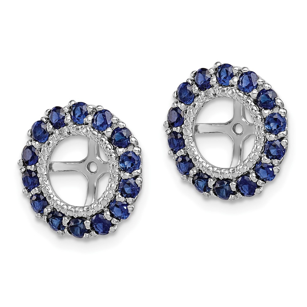 Sterling Silver Rhodium Diam. & Created Sapphire Earring Jacket (QJ146SEP)