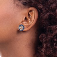 Sterling Silver Rhodium Diam. & Created Sapphire Earring Jacket view 3