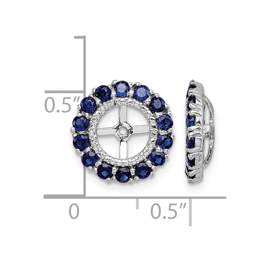 Sterling Silver Rhodium Diam. & Created Sapphire Earring Jacket (QJ146SEP)