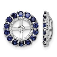 Sterling Silver Rhodium Diam. & Created Sapphire Earring Jacket view 1