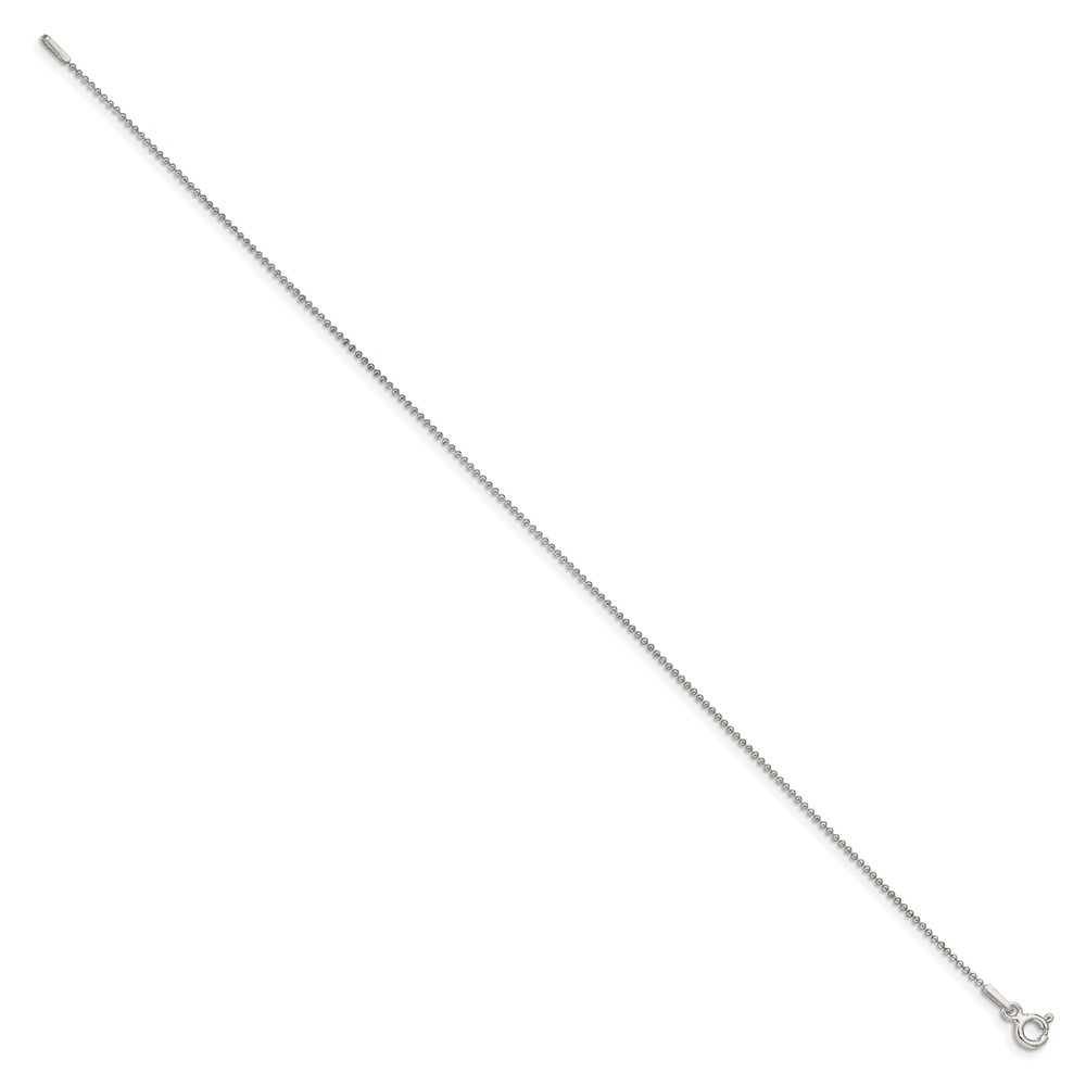 Sterling Silver 1mm Beaded Chain Anklet (QK25-10)
