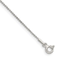 Sterling Silver 1mm Beaded Chain Anklet view 1
