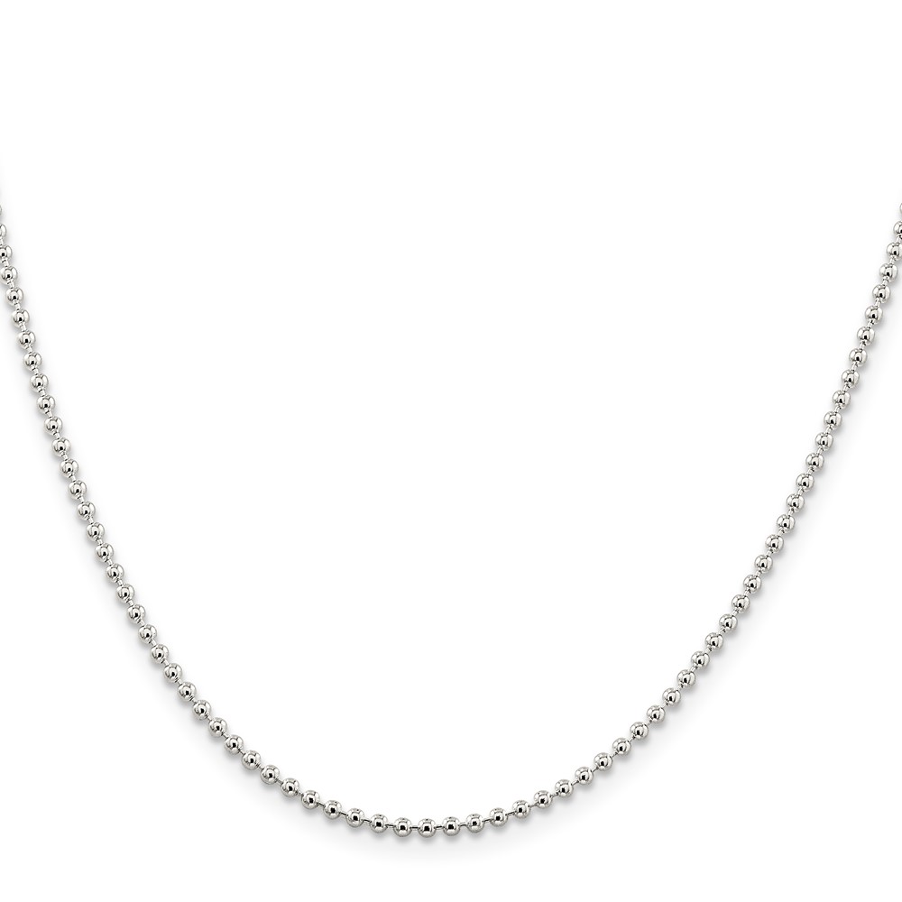 Sterling Silver 2mm Beaded Chain w/4in ext. (QK27E-22)
