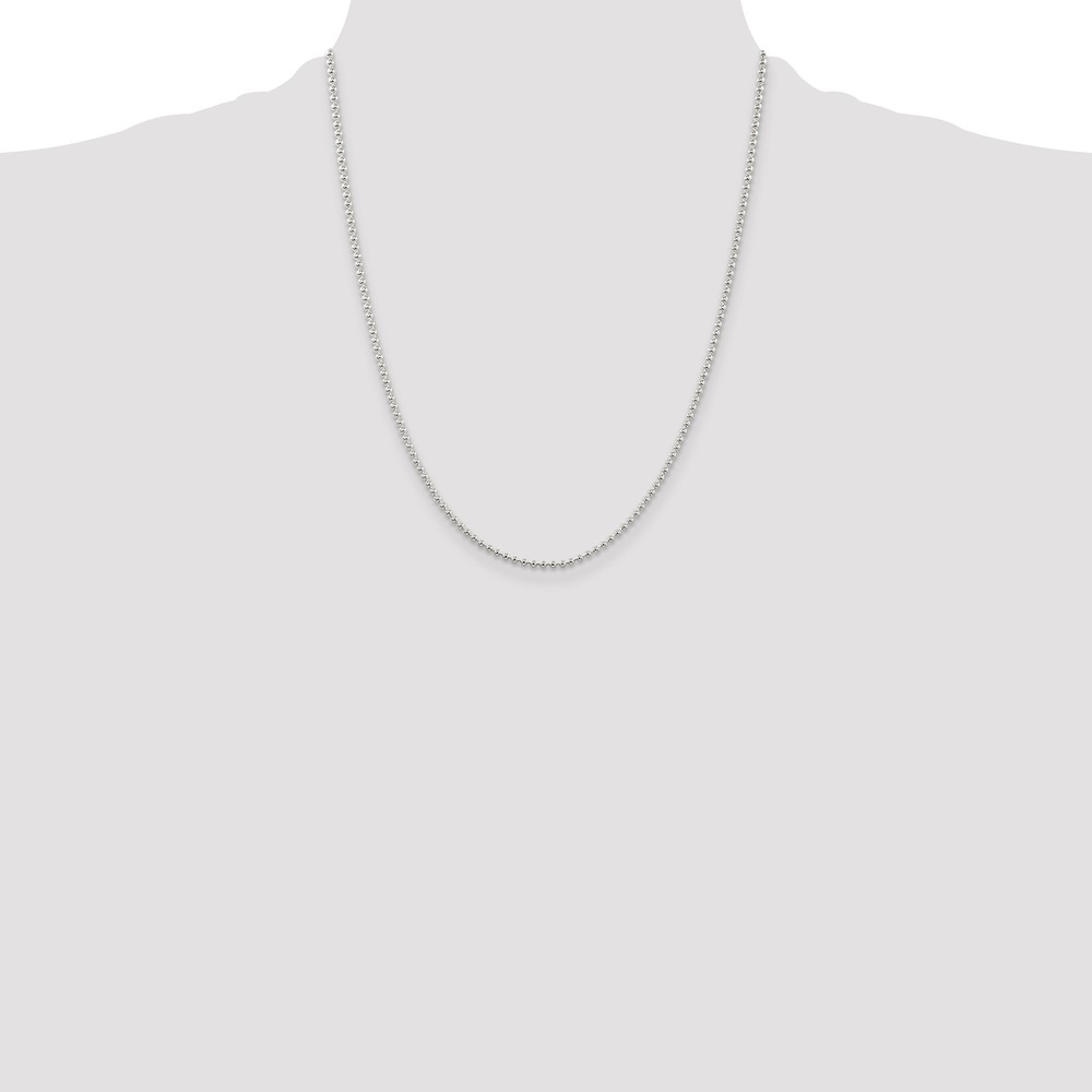 Sterling Silver 2mm Beaded Chain w/4in ext. (QK27E-22)