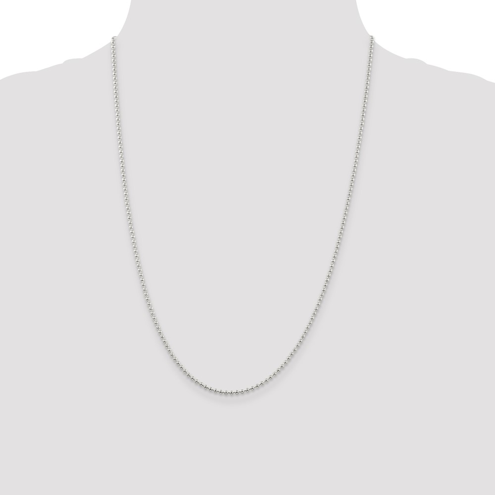 Sterling Silver 2mm Beaded Chain (QK27-24)