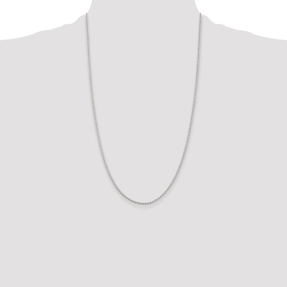 Sterling Silver 2mm Beaded Chain (QK27-26)