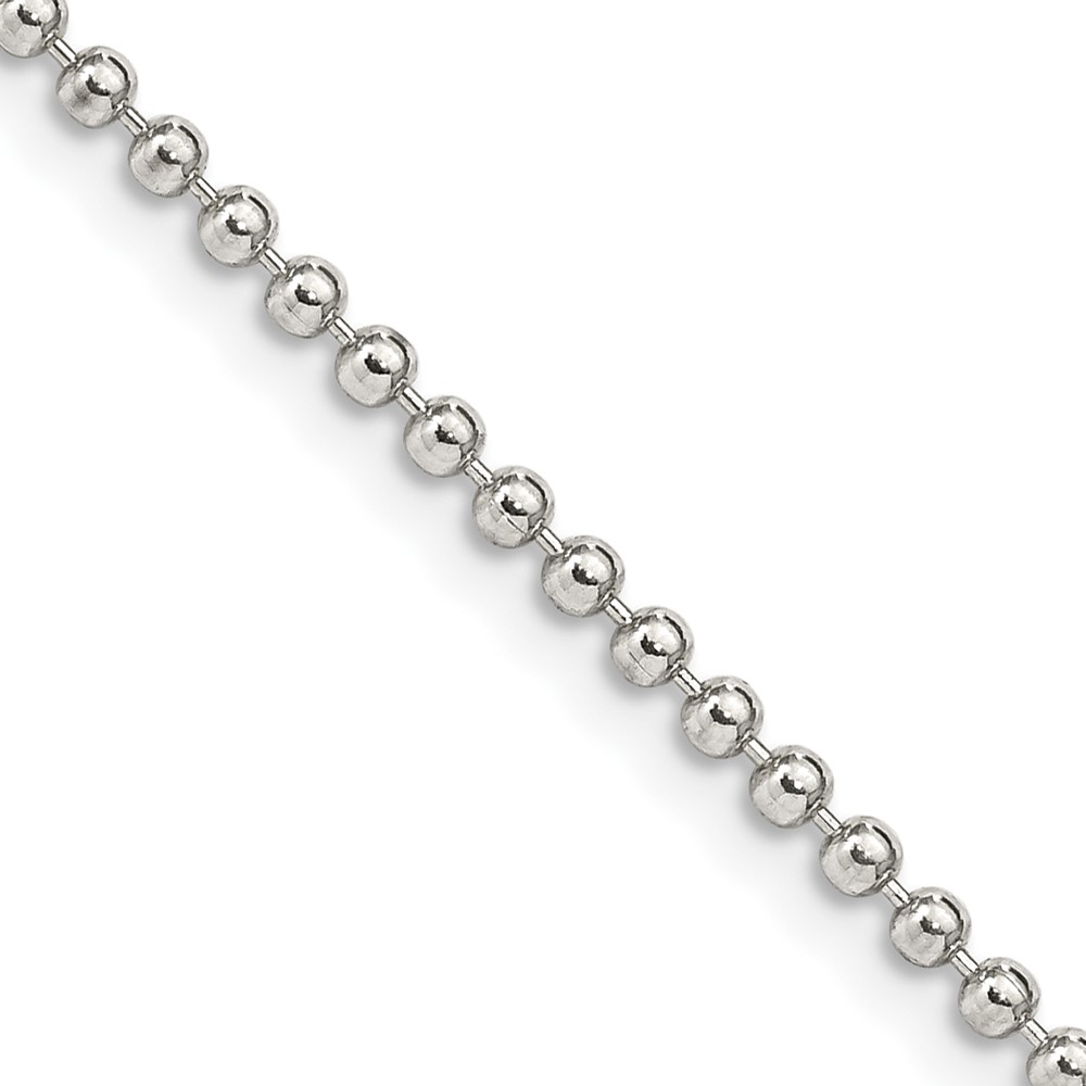 Sterling Silver 2mm Beaded Chain (QK27-16)
