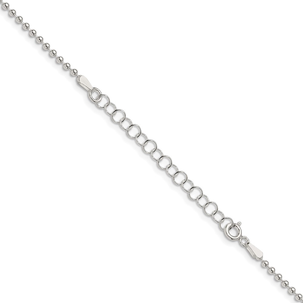 Sterling Silver 2mm Beaded Chain w/2in ext. (QK27E-18)
