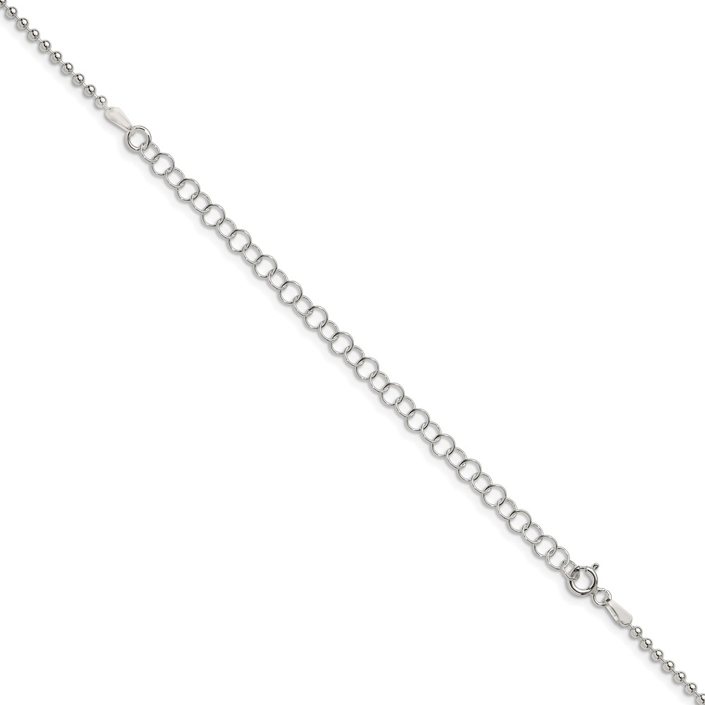 Sterling Silver 2mm Beaded Chain w/4in ext. (QK27E-22)