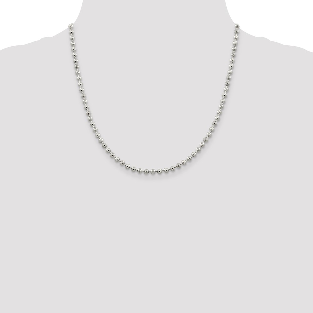 Sterling Silver 4mm Beaded Chain (QK29-20)