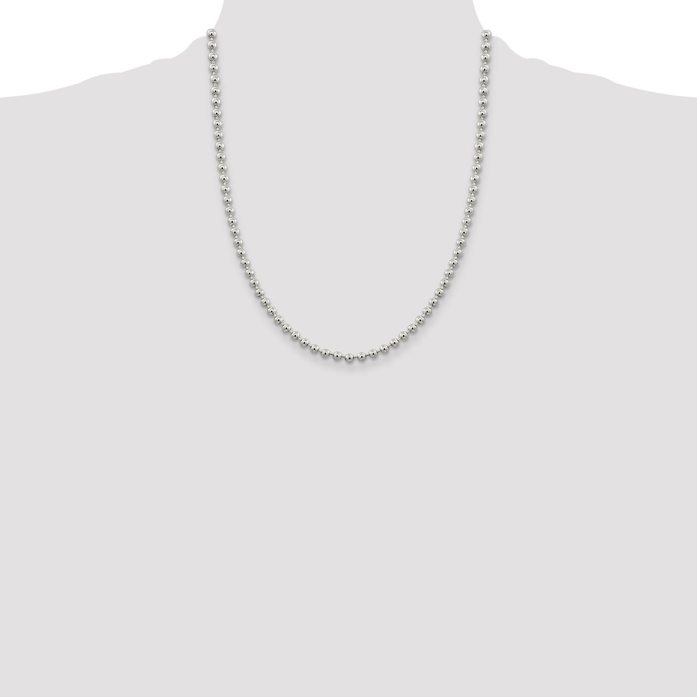 Sterling Silver 4mm Beaded Chain (QK29-22)